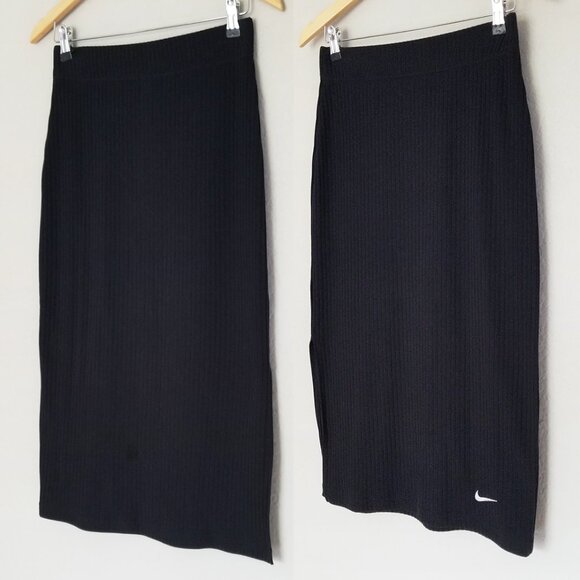 Nike Sportswear Women's S High-Waisted Slim Fit Ribbed Jersey Midi Skirt Black - Picture 14 of 15